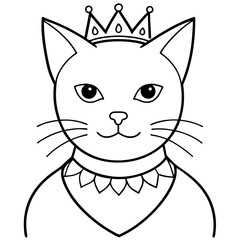 Regal Grey Cat with Crown and Necklace
