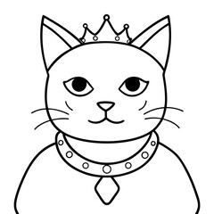 Regal Grey Cat with Crown and Necklace