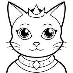 Regal Grey Cat with Crown and Necklace
