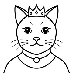 Regal Grey Cat with Crown and Necklace