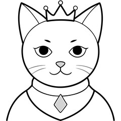 Regal Grey Cat with Crown and Necklace