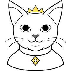 Regal Grey Cat with Crown and Necklace
