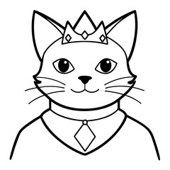 Regal Grey Cat with Crown and Necklace