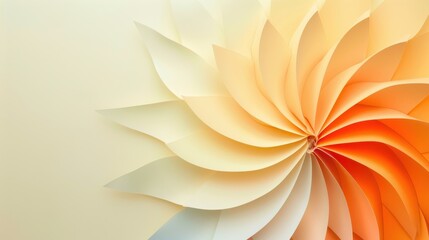 A beautifully crafted abstract paper flower in soft gradient colors of cream, beige, and orange.