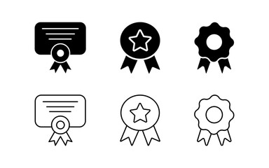 Collection of Award or Certificate icon vector Illustration. Education Symbol