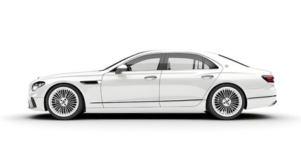 Naklejka premium A detailed photo of a white luxury sedan car isolated on a white background.
