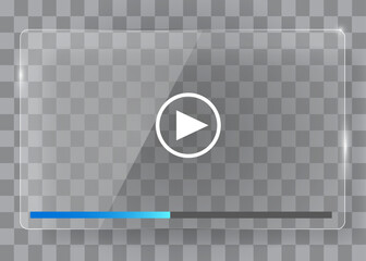 Flat transparent glass video player template for web and mobile apps.