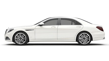 Fototapeta premium A detailed photo of a white luxury sedan car isolated on a white background.