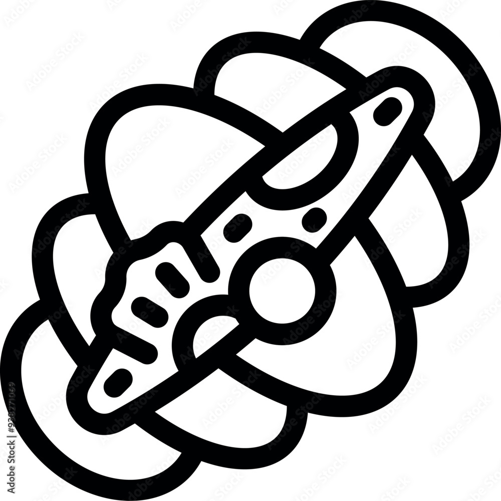 Poster simple black and white icon of a spacecraft flying through space with planets orbiting in the backgr