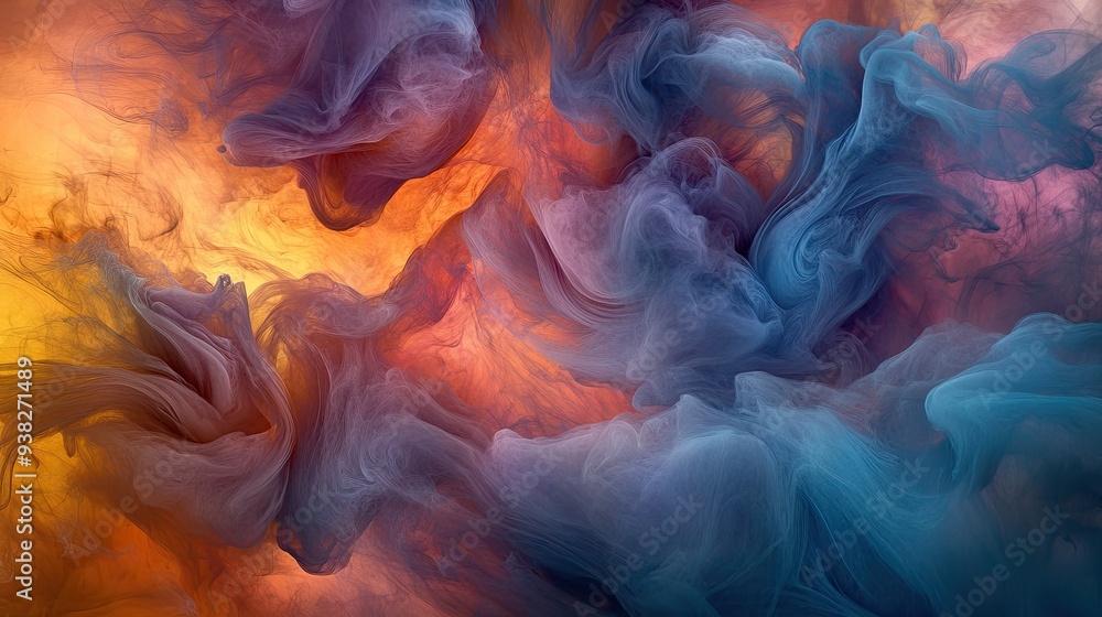Poster vibrant colors swirl through smoky tendrils, creating a dynamic and visually striking abstract scene