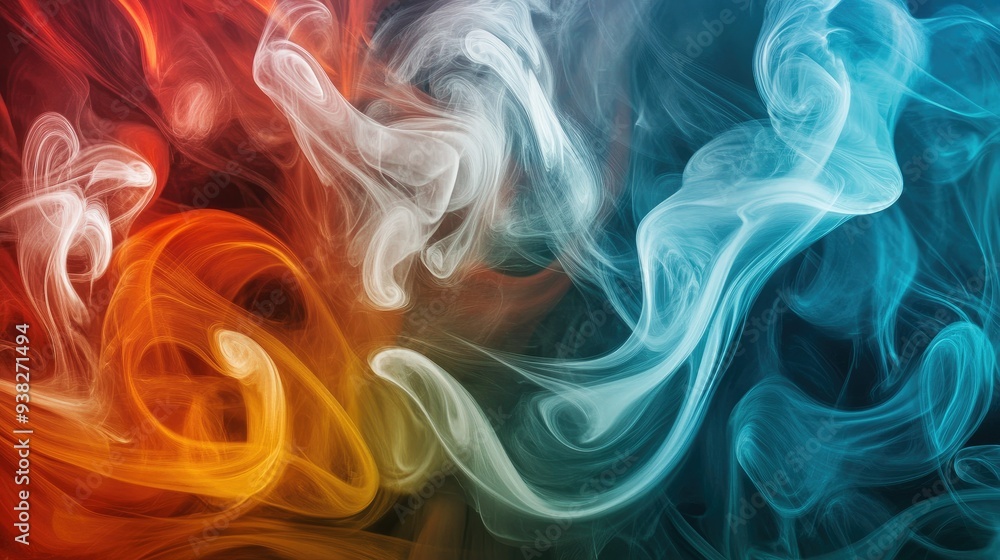 Poster vibrant colors swirl through smoky tendrils, creating a dynamic and visually striking abstract scene