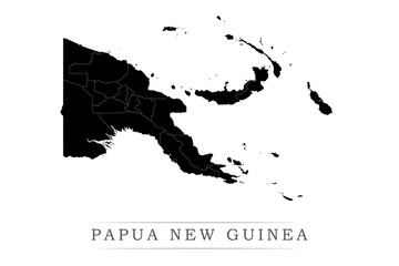 Papua New Guinea map on white background vector. Administrative regions of Papua New Guinea