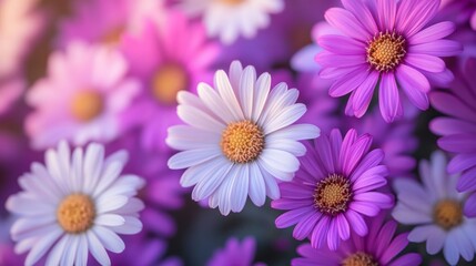 Fototapeta premium A cluster of aster flowers blooming