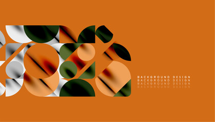 Color beautiful circles, semi circles, squares and round triangles. Geometric mosaic style pattern abstract background for wallpaper, banner, backdrop, card, book Illustration, landing page