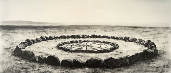 Naklejka premium Medicine Wheel Sacred Circle Native American Spirituality Religion Spiritual Symbol