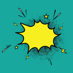 Pop art pattern. Comic background with speech bubble and halftone. Yellow cartoon retro starburst texture with dots..eps10 vector