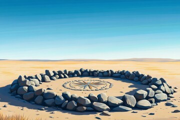 Fototapeta premium Medicine Wheel Sacred Circle Native American Spirituality Religion Spiritual Symbol