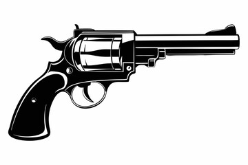 Vintage Revolver Silhouette Vector Illustration, Retro gun