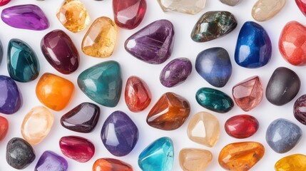 A selection of colorful gemstones, ideal for luxury or fashion designs, gemstones, clipart, white background