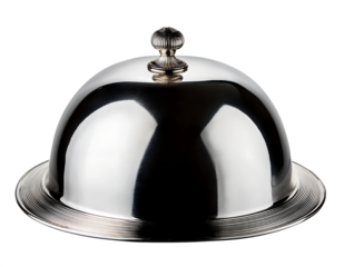 PNG cutout of a shimmering silver cloche 