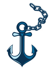 Vintage anchor with heavy chains blue shades, perfect for illustrations or emblems.