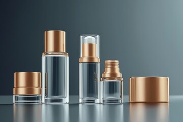 Luxurious cosmetic packaging bottles created with generative AI