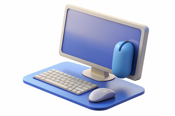 Vector illustration of desktop computer and mouse for online learning. Ideal for educational digital designs and e-learning resources. Available in photo stock.