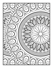 coloring page for children and adults.. Ornamental mandala adult coloring book page.