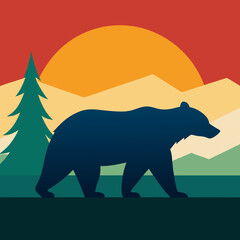 California Bear art vector illustration