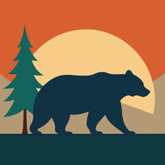 California Bear art vector illustration