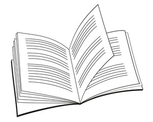 open book black and white  vector illustration