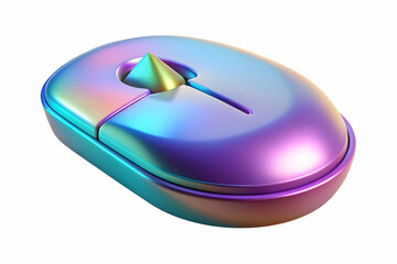 Virtual Holographic Mouse and Cursor Symbolizing Digital Interaction in Online Education on White Background. Ideal for Photo Stock and Copy Space.