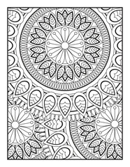 coloring page for children and adults.. Ornamental mandala adult coloring book page.