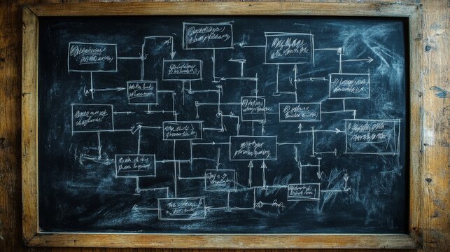 Chaotic Organizational Decision Tree on Chalkboard