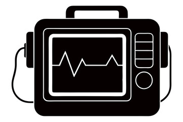 Defibrillator Meter Silhouette Vector Illustration on White Background art vector illustration