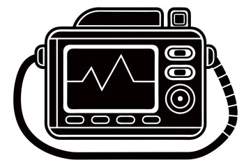 Defibrillator Meter Silhouette Vector Illustration on White Background art vector illustration