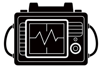 Defibrillator Meter Silhouette Vector Illustration on White Background art vector illustration