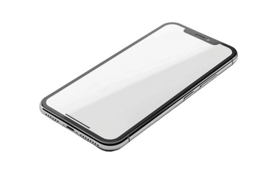 High-Resolution Smartphone Screen Mockup with Blank Area Isolated on Transparent Background