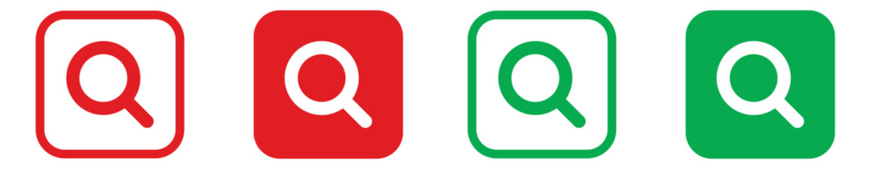 Search icon button set, Red and Green color.