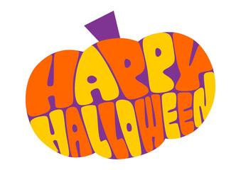 ハロウィンのカボチャ型アイコンとレトロポップなタイポグラフィ