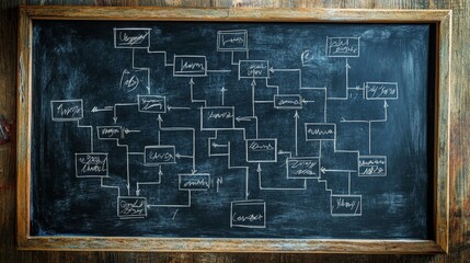 Chaotic Organizational Decision Tree on Chalkboard