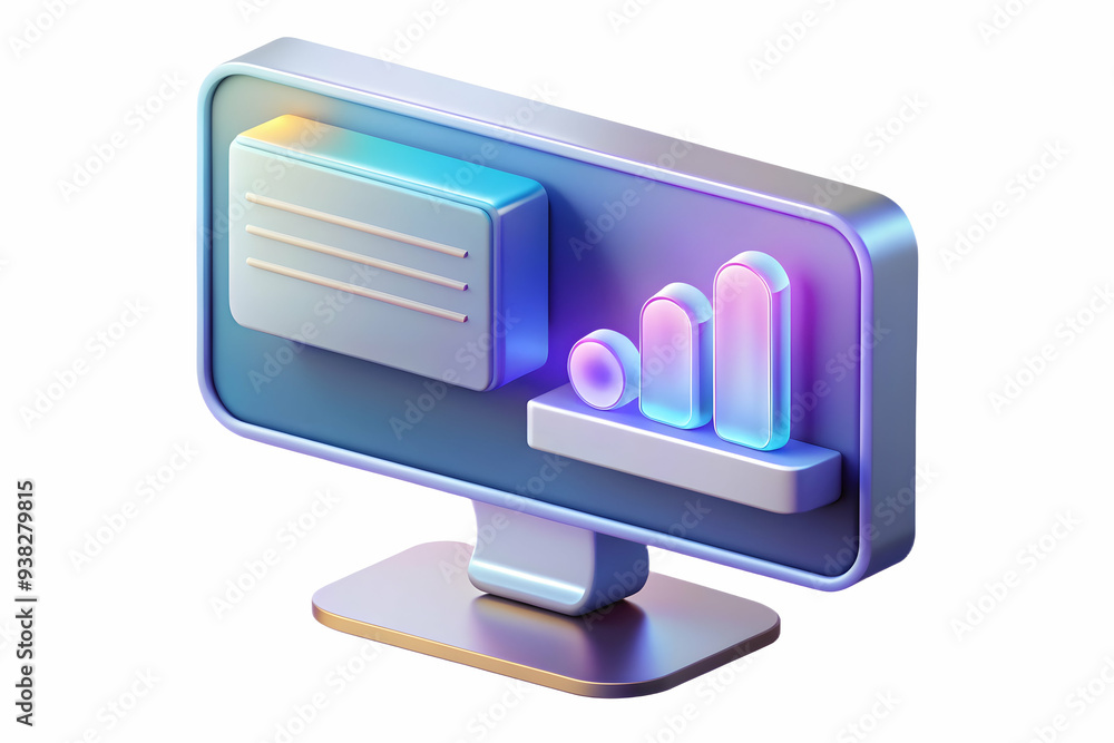 Poster holographic monitor with copy space isolated on white background. ideal for virtual meetings. scene 