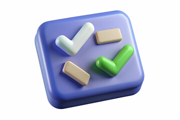 Minimalistic Online Poll Icon with Checkmarks Isolated on White Background - Photo Stock Concept