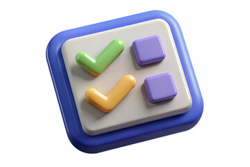 Online poll icon with checkmarks for virtual meetings on white background. Minimalistic stock photo concept.