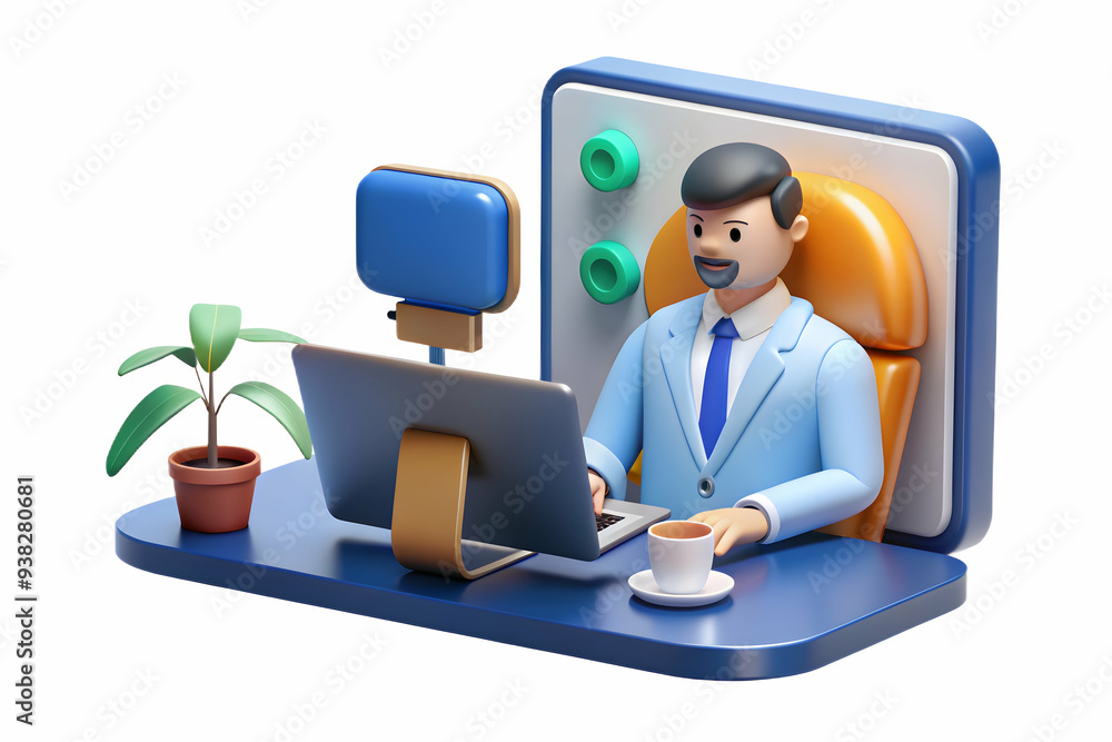 Poster remote hr manager conducting virtual interview with candidate in sleek workspace. highlighting role 