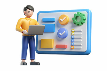 Project coordinator using digital tools for remote project management in a modern workspace. Picture of efficient collaboration and task assignments. Stock photo concept highlighting project success.