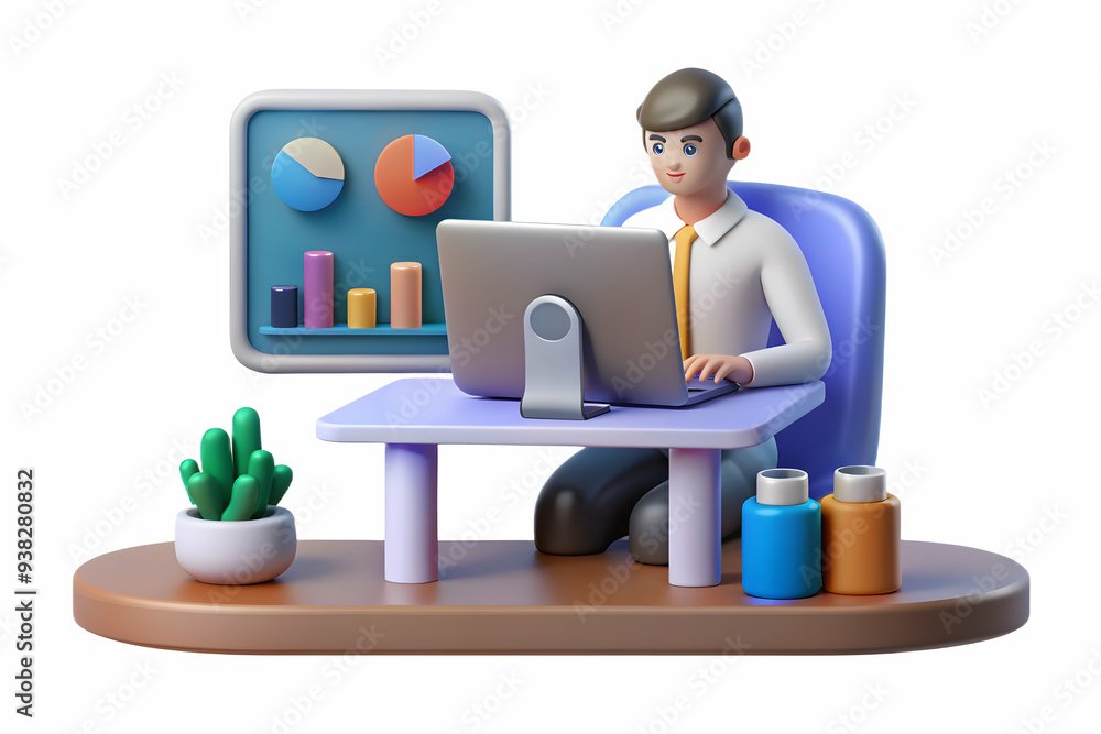 Aufkleber analytical research analyst using data tools in modern workspace. : data analysis, professional work