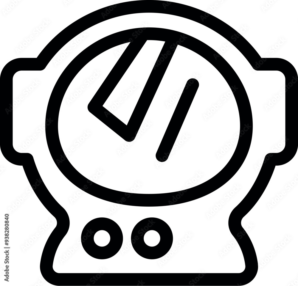 Poster line art icon of an astronaut helmet, perfect for projects related to space exploration