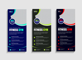 Modern Fitness Gym rack card or dl flyer templates