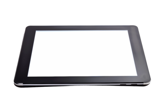 Clear Tablet Device with Available Blank Display Isolated on Transparent Background